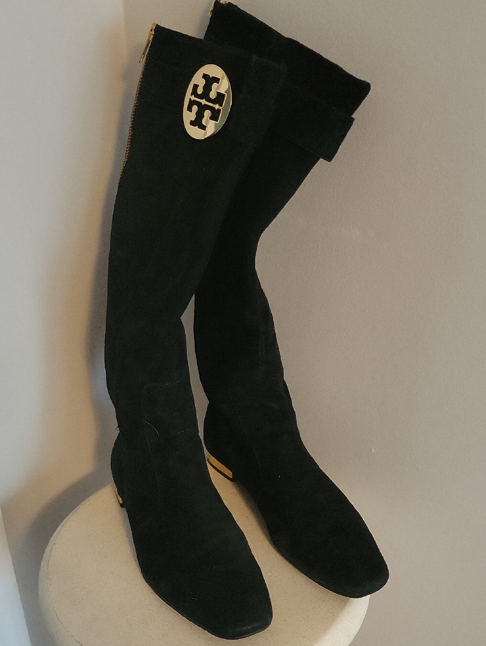 Tory Burch Uma Black Suede Logo Boots size 9 - Picture 9 of 9
